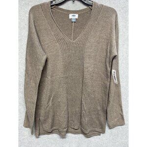 Old Navy Womens Pullover Knit Sweater Brown V-Neck Long Sleeve Size Small NWT